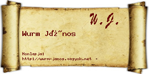 Wurm János névjegykártya